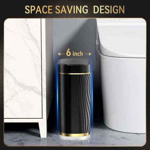 GloDeals Automatic Bathroom Trash Can with Lid: 2 Gallon Motion Sensor Trash Can, Touchless Small Bathroom Trash Bin, Waterproof Smart Garbage Can for Bathroom, Bedroom, Office, rv(black) in Saudi Arabia