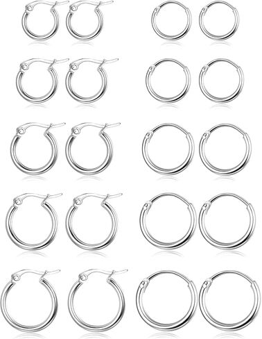 ORAZIO 3-10 Pairs Hoop Earrings for Women 316L Stainless Steel Silver Gold Small Hoop Earrings Hypoallergenic Huggie Earrings Lightweight Endless Cartilage Earring Thick Hoop Earring Sets 6-18MM in Saudi Arabia