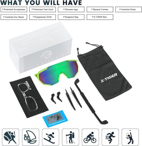 نظارات X-TIGER المستقطبة لركوب الدراجات، نظارات شمسية رياضية UV400 للرجال والنساء، نظارات الجري والصيد MTB in Kuwait