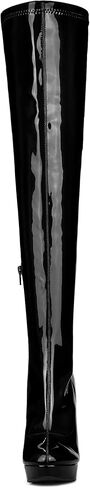 Allegra K Women's Platform Round Toe Chunky Heels Over The Knee High Boots in Kuwait