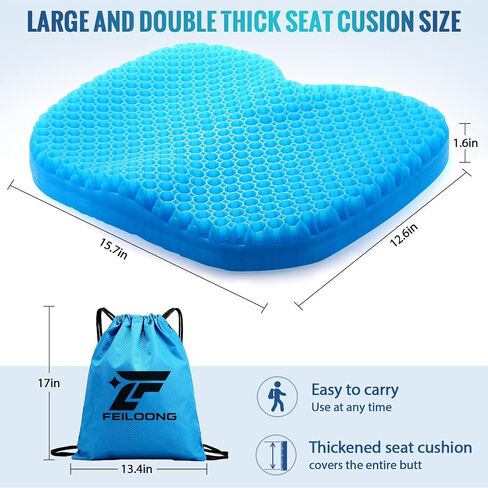 Kayak Seat Cushion with Storage Bag, Gel Waterproof Thick Egg Seat Pad Kayak Anti-Slip Seat Cushion with Non-Slip Cover for Sit in Office Chair, Car, Kayak Accessories Boat Canoe Fishing in Saudi Arabia