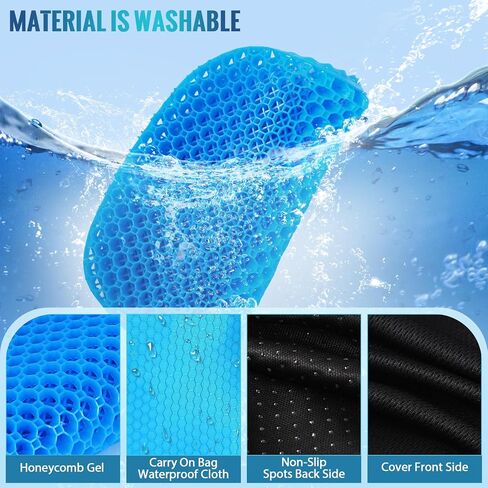 Kayak Seat Cushion with Storage Bag, Gel Waterproof Thick Egg Seat Pad Kayak Anti-Slip Seat Cushion with Non-Slip Cover for Sit in Office Chair, Car, Kayak Accessories Boat Canoe Fishing in Saudi Arabia