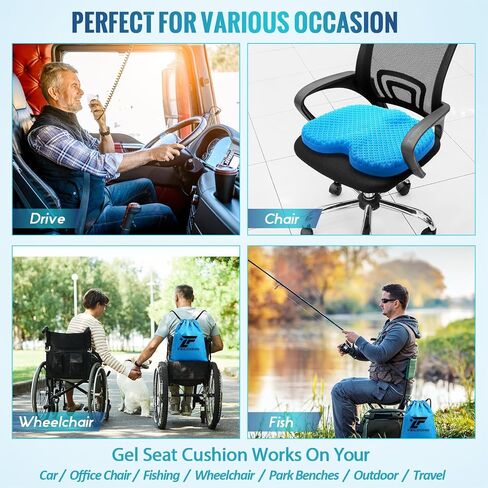 Kayak Seat Cushion with Storage Bag, Gel Waterproof Thick Egg Seat Pad Kayak Anti-Slip Seat Cushion with Non-Slip Cover for Sit in Office Chair, Car, Kayak Accessories Boat Canoe Fishing in Saudi Arabia