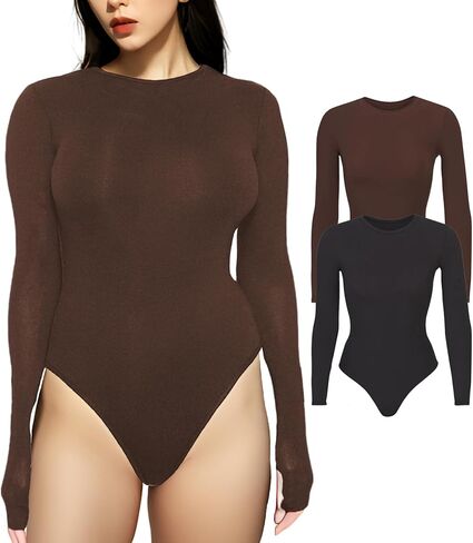 بدلة نسائية من BAOZMINAN بأكمام طويلة، بدلة قطعة واحدة برقبة دائرية سوداء، قطع علوية أساسية قابلة للتمدد قطعتين in Kuwait