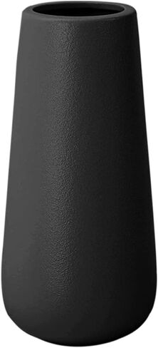 8 Inch Tall Matt Black Ceramic Vase for Flowers & Pampas Grass, Small Classic Rustic Style Decorative Vases for Home Decor Table Centerpieces in Saudi Arabia