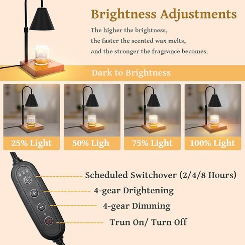 مصباح تسخين الشمعة مع مؤقت، مصباح تسخين الشمع على شكل شموع معدنية كهربائية لشموع البرطمان، مصباح حرارة مؤقت قابل للتعديل وارتفاع قابل للتعديل - بدون لهب شمعة معطرة، مصباح تسخين فانوس مع مصباحين in Kuwait