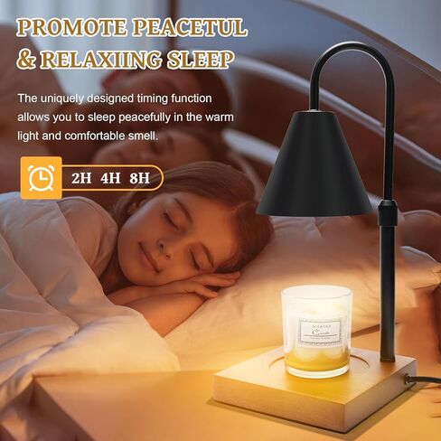 مصباح تسخين الشمعة مع مؤقت، مصباح تسخين الشمع على شكل شموع معدنية كهربائية لشموع البرطمان، مصباح حرارة مؤقت قابل للتعديل وارتفاع قابل للتعديل - بدون لهب شمعة معطرة، مصباح تسخين فانوس مع مصباحين in Kuwait