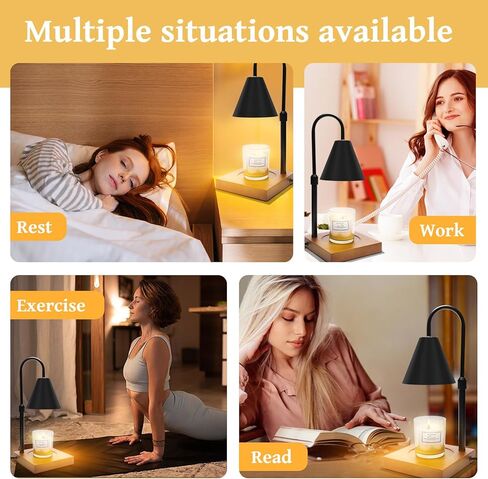 مصباح تسخين الشمعة مع مؤقت، مصباح تسخين الشمع على شكل شموع معدنية كهربائية لشموع البرطمان، مصباح حرارة مؤقت قابل للتعديل وارتفاع قابل للتعديل - بدون لهب شمعة معطرة، مصباح تسخين فانوس مع مصباحين in Kuwait