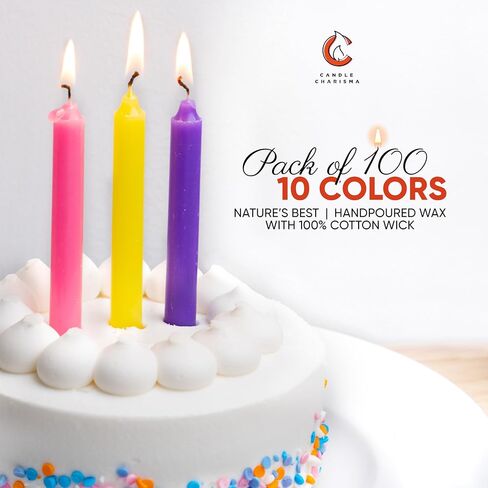 شمعة كاريزما 100 شمعة تعويذة متعددة الألوان - شموع بارافين غير معطرة مقاس 4 بوصات، شموع ملونة بدون دخان وبدون قطرات، وقت حرق طويل 0.43 بوصة شموع مدببة سميكة للطقوس والسحر والحفلات in Saudi Arabia