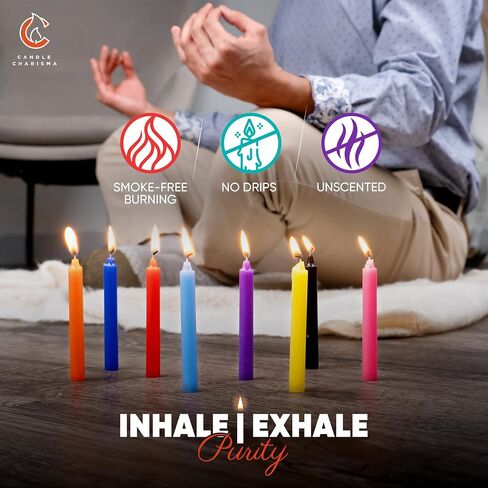 شمعة كاريزما 100 شمعة تعويذة متعددة الألوان - شموع بارافين غير معطرة مقاس 4 بوصات، شموع ملونة بدون دخان وبدون قطرات، وقت حرق طويل 0.43 بوصة شموع مدببة سميكة للطقوس والسحر والحفلات in Saudi Arabia