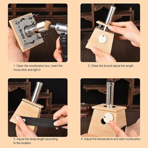 Moxibustion Box, 2pcs Single Hole Bamboo Moxibustion Box Moxa Roller Stick Holder Acupuncture Moxibuting Tool in Saudi Arabia