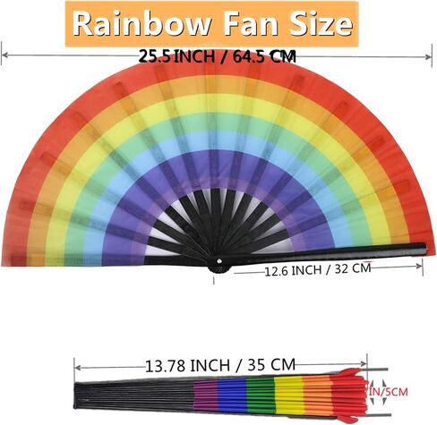 4PCS Rainbow Hand Fans Large Folding Fans for Women, Large Holographic Rainbow Hand Fan for Burlesque, Drag Queen, Festival & Pride Outfits for Women & Festival Accessories(2 Style) in Saudi Arabia