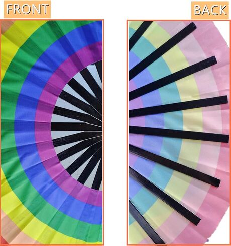 4PCS Rainbow Hand Fans Large Folding Fans for Women, Large Holographic Rainbow Hand Fan for Burlesque, Drag Queen, Festival & Pride Outfits for Women & Festival Accessories(2 Style) in Saudi Arabia