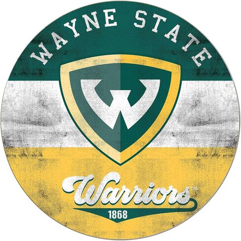 لافتة دائرية كلاسيكية متعددة الألوان من Wayne State Warriors، مقاس 20 × 20 بوصة، ديكور المحاربين؛ أظهر روح فريقك مع هذه اللوحة الفنية الجدارية الفريدة من نوعها لجامعة واين ستيت ووريورز in Saudi Arabia