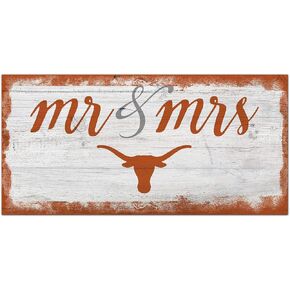 Fan Creations NCAA Texas Longhorns Unisex University of Texas Script Mr & Mrs Sign, Team Color, 6 x 12