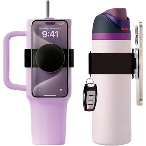 Water Bottle Accessories for Stanley Cup 30 oz 40 oz Tumbler with Handle Owala FreeSip water bottle 32oz 40 oz, Magnetic Phone Holder Strap for Magsafe Gym Exercise to Hold Keys and Cell Phone in Kuwait