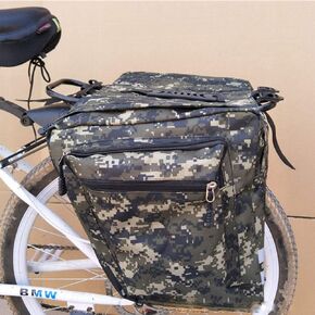 Camo Pannier Bag, Water Resistant Bike Trunk Bag Bicycle Panniers Rear Rack Bag With Reflective Stripe and Multi Pockets Saddle Bags for Bicycle