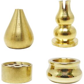 Honbay 4PCS Brass Incense Holder Incense Stick Holder Mini Incense Cone Burner Alloy Ash Catcher for Indoor Outdoor Use (4 Styles)