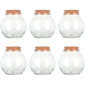 Magic Season Decorative Glass Bottles with Cork Stoppers (3.3 fl oz. Spherical Bottles / 6 Pcs)