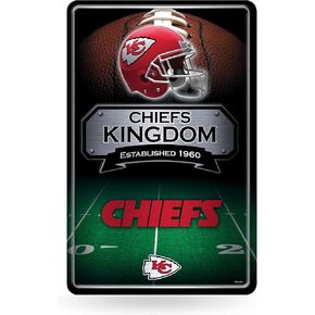 Rico Industries NFL Kansas City Chiefs Large Metal Sign 11" x 17" Large Metal Home Décor Sign