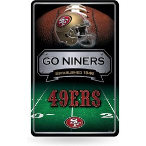 Rico Industries NFL San Francisco 49ers Large Metal Sign 11" x 17" Large Metal Home Décor Sign