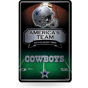 Rico Industries NFL Dallas Cowboys Large Metal Sign 11" x 17" Large Metal Home Décor Sign