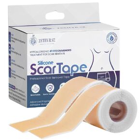 Medical Grade Silicone Scar Sheets, Silicone Scar Tape (1" x 120", Pack of 2), Professional Scar Removal Treatment, Reusable Silicone Scar Strip for Keloid, C-Section, Surgery, Burns, Etc.