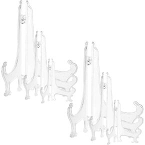 Plastic Easels 4/6/8 Inches Acrylic Plate Stand Multiple Sizes Easel Stands Clear Display Stand Decorative Plate Holders for Picture, Photo, Frame, Small Plate, Various Cards(6 Pcs)