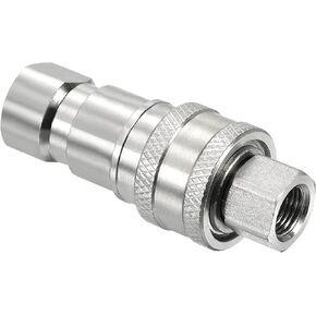 PATIKIL Hydraulic Quick Connect Coupler Set, 1 Set Carbon Steel G1/8 Female Pipe Fitting Plug Adapter for Construction Agriculture, Silver