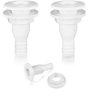 2 Pieces Thru Hull Fitting Plastic Thru-Hull Connector Fitting White Straight Thru-Hull Fittings Thru-Hull Bilge Pump Drain Vent Hose for Interior Diameter Hose Boat Yacht Sail RV Truck