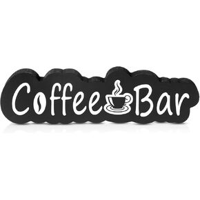 Rustic Coffee Bar Sign Wood Coffee Sign Solid Wood Plaque Wooden Farmhouse Coffee Bar Decor for Table Home Office Farmhouse Housewarming Coffee Corner Coffee Bar Decorations, 8.1 x 2.2 Inches