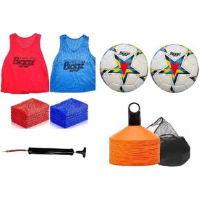 Soccer Starter Kit - 12, 24 or 48 Mesh Colored Vest with Size 5 Soccer Ball and Pump + Bonus 25 Cones
