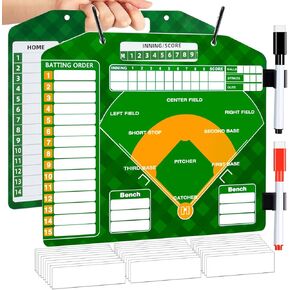 Magnetic Baseball Coach Clipboard, Dry Erase Tactical Baseball Lineup Board, Double-Sided Softball Lineup Board for Dugout with 30 Lineup Cards and Marker