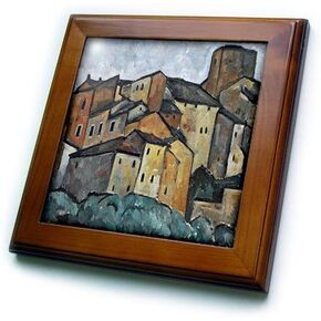 3dRose ft_52279_1 Vintage 1913 San Gimignano, Italy Painting by Alexander Kanoldt-Framed Tile, 8 by 8-Inch