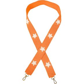 Beaded Purse Strap Tennessee Orange & White Stars College Burnt Texas Game Day Oklahoma State Clear Handbag Replacement Strap Stadium Football University 49 x 1.75" Gold Hardware Clips