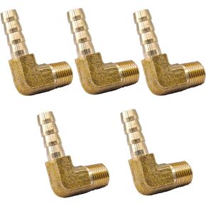 YOUHO Brass Hose Fitting,90 Degree Elbow 1/4" Hose Barb x1/8" NPT Barbed Pipe Fitting,Water/Fuel/Air Hose Connector(5PACK)