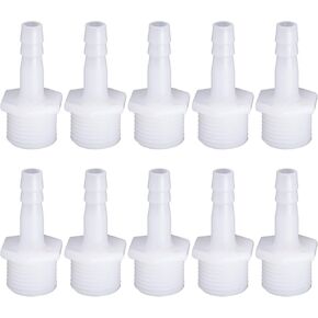 10 Pack NPT 1/4" to 1/2" Male Thread Plastic Hose Barb Fitting Adaptors for Pipe Connectors