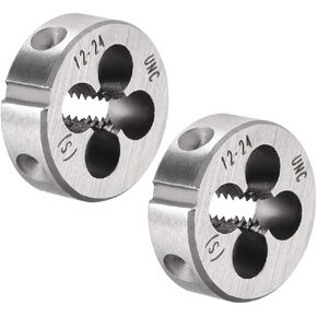 uxcell 12-24 UNC Round Die, Machine Thread Right Hand Threading Die, Alloy Tool Steel Screw Thread Cutting Die, 2pcs