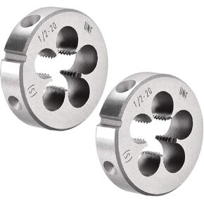 uxcell 1/2-20 UNF Round Die, Machine Thread Right Hand Threading Die, Alloy Tool Steel Screw Thread Cutting Die, 2pcs