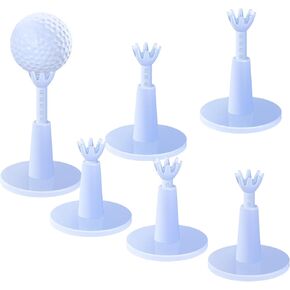 6 Pieces Adjustable Golf Tees Set for Driving Range Mats Simulator 2.1-2.9 Inches Height Golf Range Tees Rubber Plastic Golf Tees Unbreakable Golf Accessories for Indoor Outdoors, White