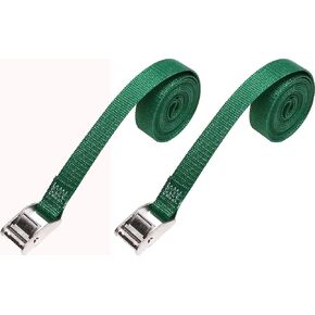 2 Pack, 1 Inch Cinch Strap Endless Loop Tie Down, Zinc Diecast Cam Buckle, Endless Loop (No Hooks), Polyester Tie-down Webbing, Assembled in The USA (Green 8 Feet)