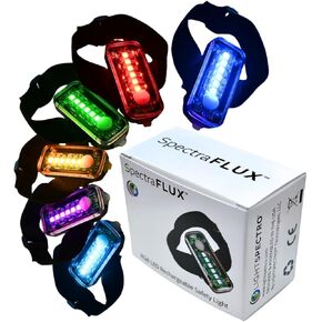 SpectraFLUX™ – RGB LED Ultra Bright Multicolor Safety Light for Biking, Running, Walking and Many Other Activities – 250 Lumens, 8 Modes, USB Rechargeable, All-Weather, Flexible Mounting Options
