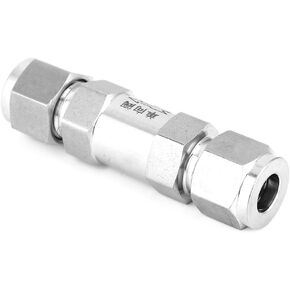 One Way Check Valve, 304 Stainless Steel Check Valve BSPP Female Thread One Way Valve Quick Connect Check Valve Prevent Water Backflow Valve for Water Oil Gas Pipe Connection, 304 3/8“