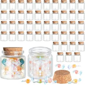 Irenare 96 Pcs Small Glass Cork Bottles 50 ml/ 1.7 oz Small Glass Jars Spell Jars Clear Potion Bottles Mini Glass Bottles with Cork Bottle Bright DIY Sand Water Message Decorative Jar Party Favors