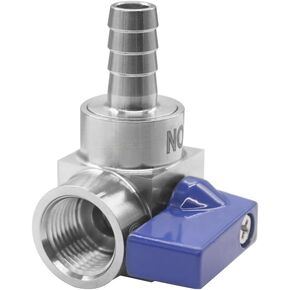 Stainless Steel 90 Degrees Elbow Ball Valve 3/8" Barb x 3/8" NPT Female Shut Off Valve for Water Fuel Air