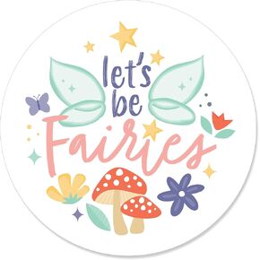 Big Dot of Happiness Let’s Be Fairies - Fairy Garden Birthday Party Circle Sticker Labels - 24 Count