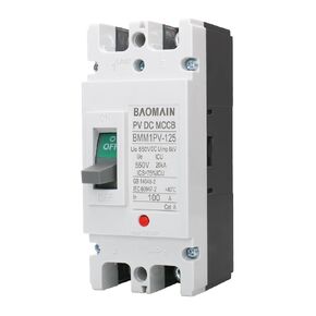 Baomain 100 Amp DC Circuit Breaker for Off-Grid Solar System, 100A 2 Pole DC 550V, Moulded Case IP20 DC MCCB BMM1PV-125 (100A)