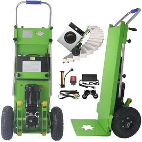 Electric Stair Climbing Hand Trucks Dolly Cart for Moving 881lb Capacity Heavy Duty Stair Climber Cart Hand Trolley with 4 Wheels Motor Battery Powered for Heavy Furniture (Green- 24Ah)