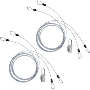 Sydien Cable Lock Double Loops 5Ft Long Blue Security Cable with Lock, Bike Lock Cable 2.5mm Braided Steel Coated Safety Cable Wire for Luggage, Outdoor, Clothesline (4 Pack)