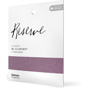 D’Addario Woodwinds - Organic Reserve Classic Bb Clarinet Reeds - B Flat Clarinet Reeds - Reeds for Clarinet - Clarinet Bb Reeds - Individually Sealed - Filed, Strength 2.5, 3-Pack